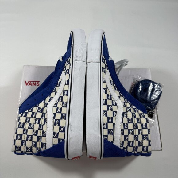 New Vans Supreme Checkers Sk8-Hi Reissue Pro Shoes Mens Size 11.5 Blue White main image 9